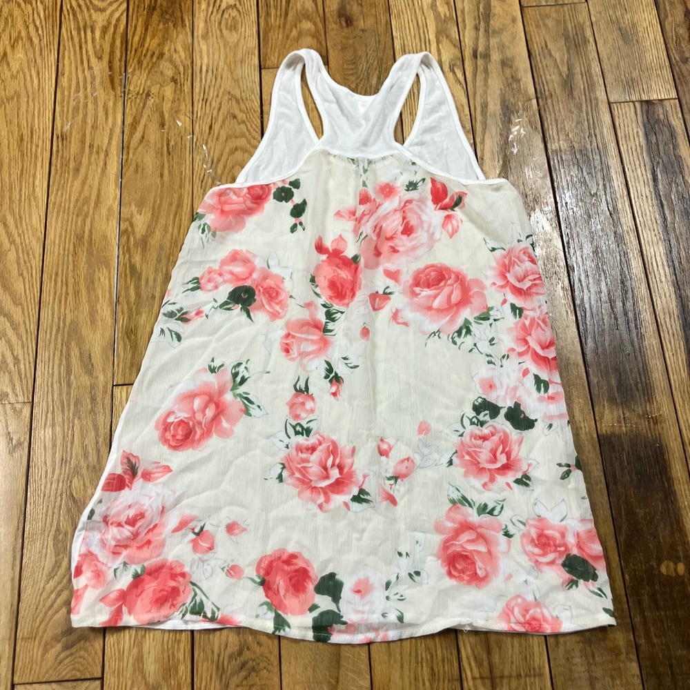 Zenana Outfitters Tank Top Boho Womens Small White Floral Print Racerback - Picture 2 of 3